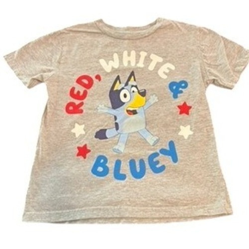 Bluey Kids Red White and Bluey Graphic T-Shirt Gray Size 6 33T9588EY